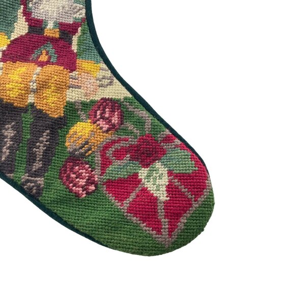 Christmas Stocking Cross Stitch Wool  Cowboy Nutcracker 22" Embroidered John - Picture 5 of 7